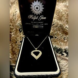 Heart pendant sterling chain regal gems man made diamonds